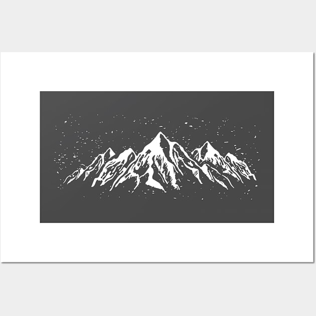 Minimalist snowy mountains Outdoor Explorers Hiking Adventure Wall Art by hardy 